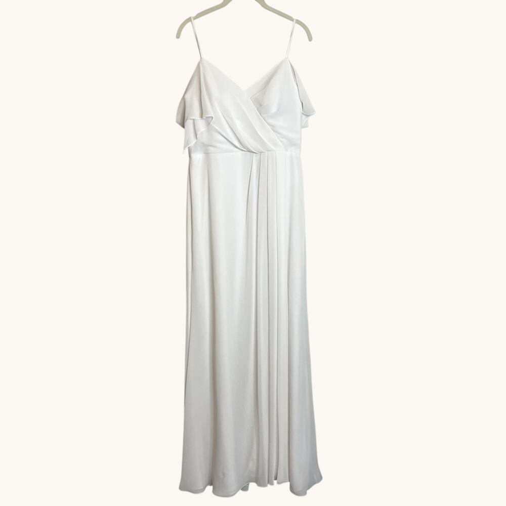 Watters & Watters Maxi Dress Size 10 White Wrap Flutter Sleeve Formal Bridal